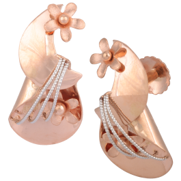 Modern Spiral Conch Floral Rose Gold Earrings