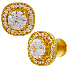 Opulent Stone Stud Gold Earrings