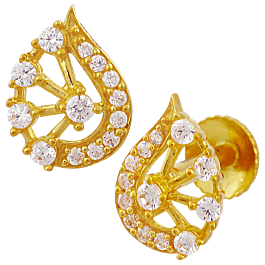 Sparkle Stylish Pear Design Gold Earrings