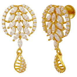 Sparkling Leaf Gold Earrings
