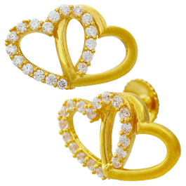 Lovely Couple Heart Gold Earrings