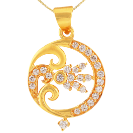 Dainty Stylish Leaf And Circle Design Gold Pendant