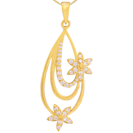 Glamorous Pear Shaped Floral Gold Pendant