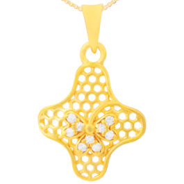 Alluring Honey Comb Floral Pattern Gold Pendants