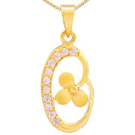 Pretty Three Petal Floral with Oval Shape Gold Pendants