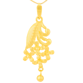 Charming Leaf with Floral Gold Pendants