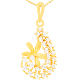 Delightful Floral Studded Gold Pendants