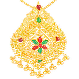 Gorgeous Peacock with Floral Gold Pendants