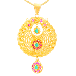 Intricate Shining Floral Gold Pendants