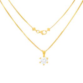 Classic Single Stone Gold Necklace