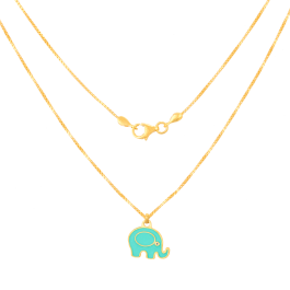 Plumpy Turquoise Blue Enamel Coated Baby Elephant Gold Necklaces
