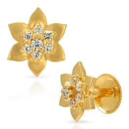 Lustrous Pretty Floral Gold Earrings
