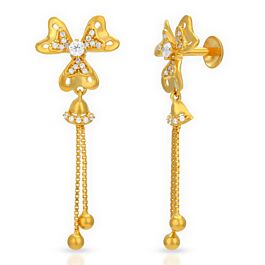 Lustrous Floral Dancing Beaded Gold Earrings