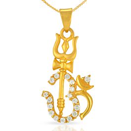 Ethnic Lord Shiva Trishul Gold Pendant