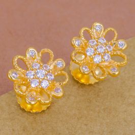 Shimmering Floral Gold Earrings