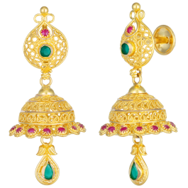 Beautiful Creeper Design Jhumka Gold Earrings