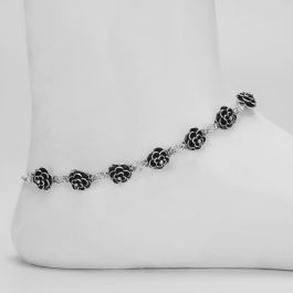 Mesmerizing Floral Silver Anklets | 205A072595