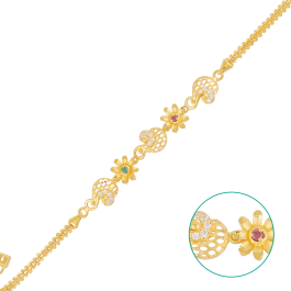 Amazing Floral With Lock Design Gold Bracelet
