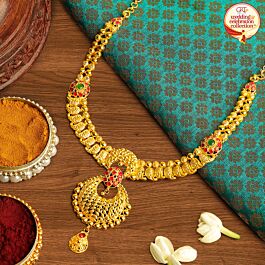 Fascinating Sleek Floral Gold Necklace - Wedding and Celebrations