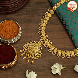 Traditional Goddess Lakshmi Gold Necklace - Wedding and Celebrations