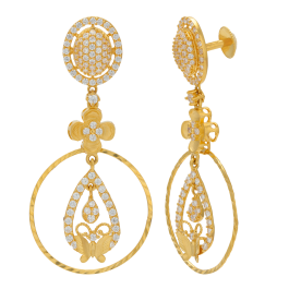 Attractive Floral Design Gold Earrings