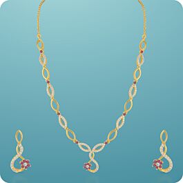 Scintillating Petite Floral Silver Necklace Set