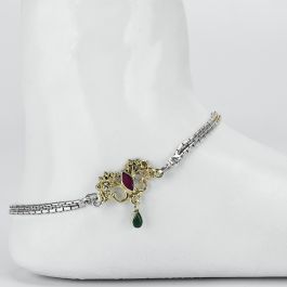 Dazzling  Blooming Floral Silver Anklets