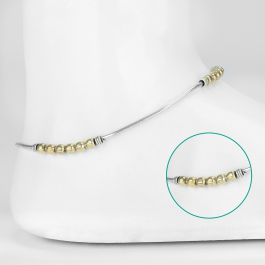 Striking Gold Polish Beads Silver Anklets