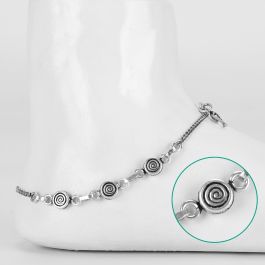 Amiable Spiral Roll Silver Anklets