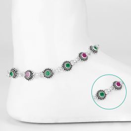Modish Colorful Silver Anklets