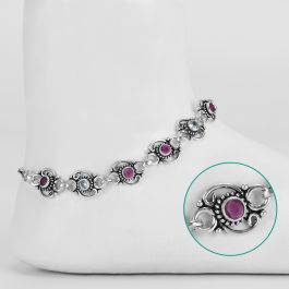 Exquisite Floral Silver Anklets
