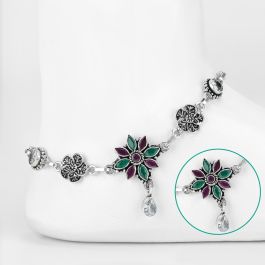 Amazing Flora Wheel Silver Anklets