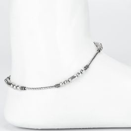 Stylish Beaded Silver Anklets