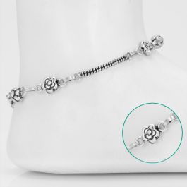 Beautiful Floral Silver Anklets