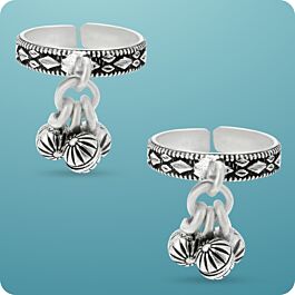 Eclectic Floral Ghunguroo Silver Toe Rings