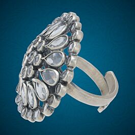 Bountiful Floral Adjustable Silver Ring