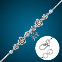 Enchanting Rhomboid Floral Silver Bracelets