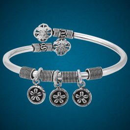 Captivating Floral Charms Silver Bracelets