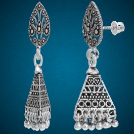 Upbeat Triangular Dangling Silver Jhumka Earrings