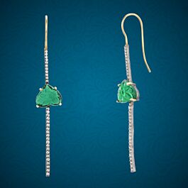 Twinkling Heart Green Stone Silver Earrings