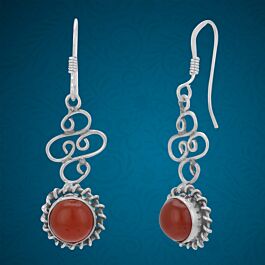 Opulent Red Stone Silver Earrings