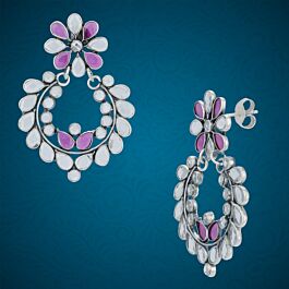 Gorgeous Pear Drop Floral Silver Earrings