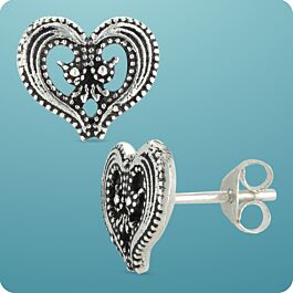 Romantic Heartin Silver Earrings