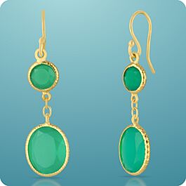 Gleaming Green Onyx Silver Earrings