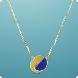 Fusion Inspired Half Moon Lapis Lazuli Silver Necklace