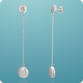 Opulent Pearl Drop Silver Earrings