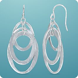 Lustrous Oval Loops Silver Earrings