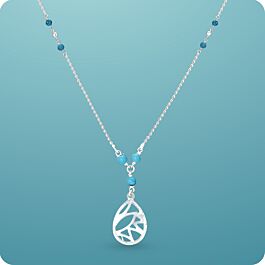 Fancy Abstract Blue Stone Silver Necklace