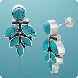 Alluring Turquoise Drop Silver Earrings