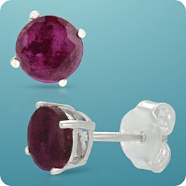 Alluring Pink Stone Silver Earrings